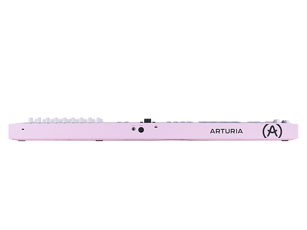 MIDI клавиатура [231535] Arturia [KeyLab Essential 61 mk3 Rose Quartz] 61 клавиша, LCD дисплей, 9 энкодеров, 8 пэдов, 9 фейдеров, 12 кнопок управления, колеса высоты тона и модуляции, 1/4" Jack вход для педали, MIDI выход, Type-C