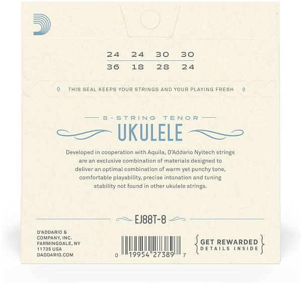 D'ADDARIO EJ88 T-8 - Струны для укулеле тенор 8 струн