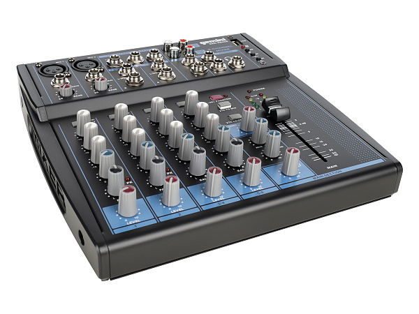 Микшер [GEM-08USB] Gemini [GEM-08USB] аналоговый, 8 каналов, выход на наушники, Bluetooth, USB-проигрыватель файлов в формате MP3/WAV