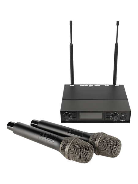Микрофонная радиосистема Axelvox [DX800FK] UHF 650 - 758 MHz, подавитель обратной связи, цифровая модуляция, LCD дисплей, DSP, ручной микрофон - 2 шт.