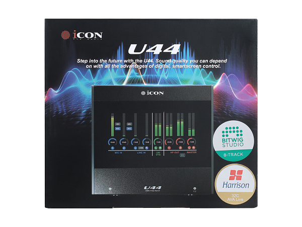 Аудиоинтерфейс [110313A2007] Icon [U44] АЦП/ЦАП 24 бит/192 кГц, ARM-M7/500MHz процессор, 7" TFT дисплей, АЧХ 20-20000 Гц, 2x Combo XLR/TRS входа, 2x 1/4" TRS входа, 2x 1/4" TRS выхода, 2x 1/4" TRS выхода для наушников, USB-C 2.0, USB-C UNI OTG