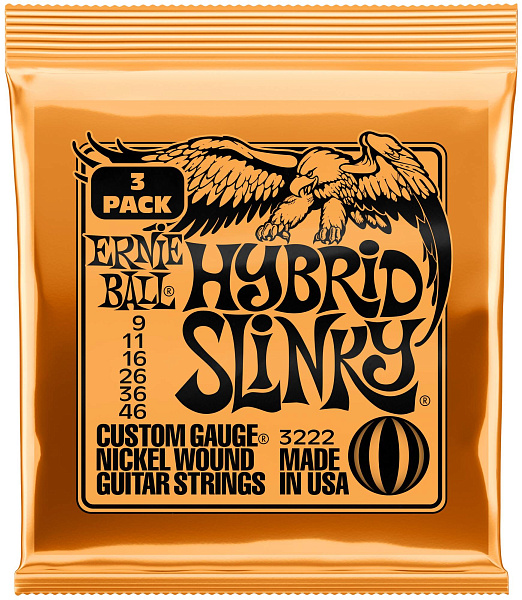 ERNIE BALL 3222 Nickel Wound Slinky Hybrid 3 Pack 9-46 - Струны для электрогитары
