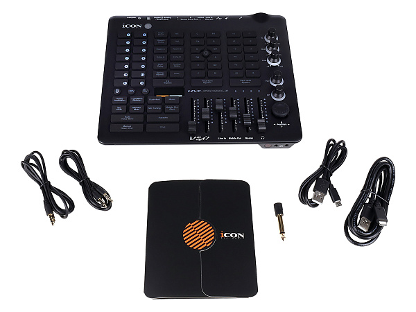 Аудиоинтерфейс USB [110312A2011] Icon [Live Console] для стримов, DSP обработка, фейдеров: 6, энкодеров: 5, дисплеи: 4, XLR микр. вход, 1/4" TRS, 1/4" TS, 1/8" Stereo mini Jack/ 2x1/4" TRS, 1/8" Stereo mini Jack, 2x1/8" Stereo mini Jack, USB-C