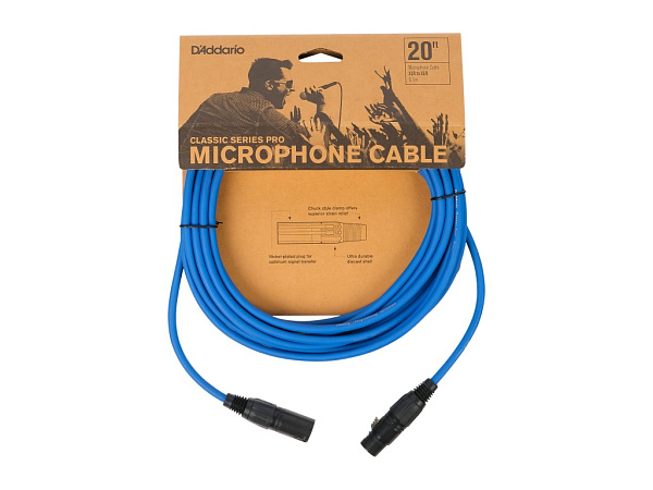 PW-CPMIC-20BU Classic Series Pro Микрофонный кабель, 6м, синий, D'Addario