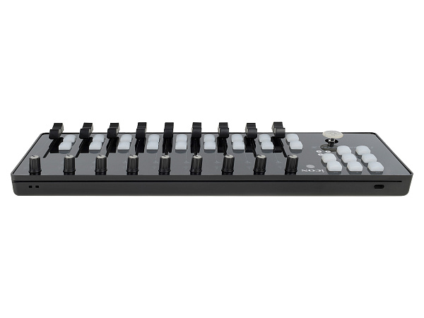 MIDI контроллер [10105100054] Icon [iControls] USB MIDI контроллер, 9 фейдеров, 18 кнопок, 9 энкодеров, джойстик, кнопка "Сцена" для настройки 4-х пресетов, 6 кнопок транспорта, разъем USB Mini-B, разъем USB-A