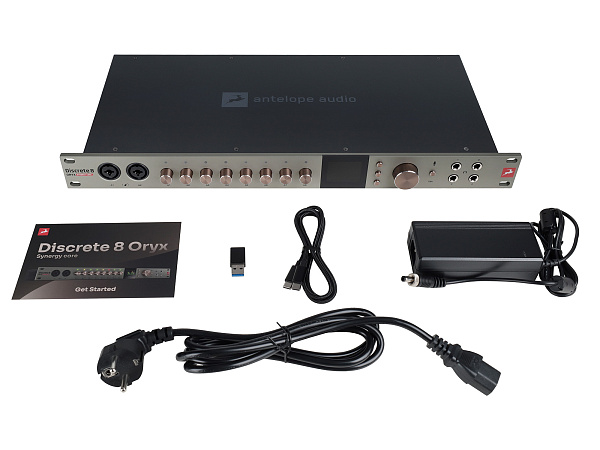 Аудиоинтерфейс Antelope Audio [Discrete 8 Oryx] 24 бит/192 кГц, 26x38, аналоговые входы: 8, линейные выходы: 8, микрофонные предусилители: 8x Discrete Class-A, ADAT I/O (16 входов/16 выходов),S/PDIF I/O (2 входа/2 выхода)