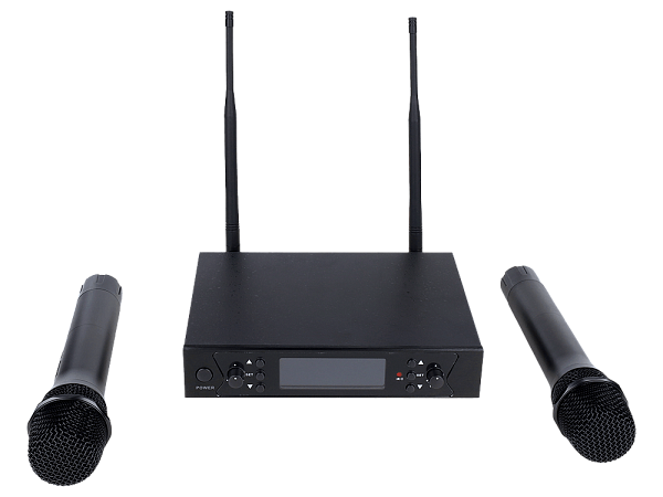 Микрофонная радиосистема Axelvox [DWS7000HT (HT Bundle)] UHF 710-726 MHz, 2 х 32 канала,LCD дисплей, 2х ИК порт, 2 ручных микрофона, 2 держателя на стойку, 2 силиконовых кольца.