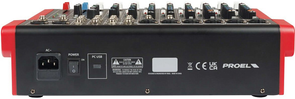 Микшерный пульт PROEL [MQ1222X] 12-ти канальный, 24 бит/48 кГц DSP, Bluetooth, медиа-плеер, 4x Combo XLR мик./лин. входа, 2x XLR+1/4" TRS (L/R) стерео мик./лин. входа, 2x XLR+1/4" TRS Main вых., 2x2 USB аудио интерфейс, 2x USB-A порта