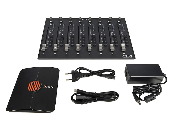 MIDI контроллер [110205A2023] Icon [P1-X] USB MIDI DAW контроллер, модуль расширения для P1-M до 16, 32 и 64 каналов, ARM-чип Cortex-M7 500 МГц, 8 сенсорных фейдеров, 8 двухфункциональных энкодеров, LED-индикаторы, кнопки с подсветкой для управления кана