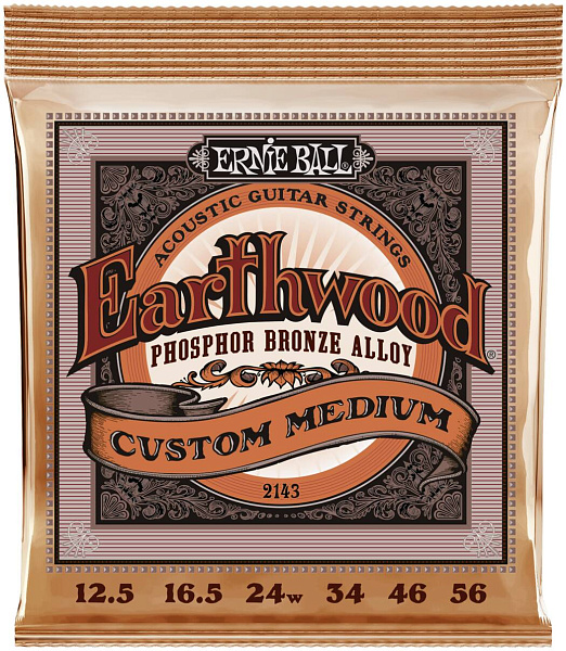 ERNIE BALL 2143 Earthwood Phosphor Bronze Custom Medium 12.5-56 - Струны для акустической гитары