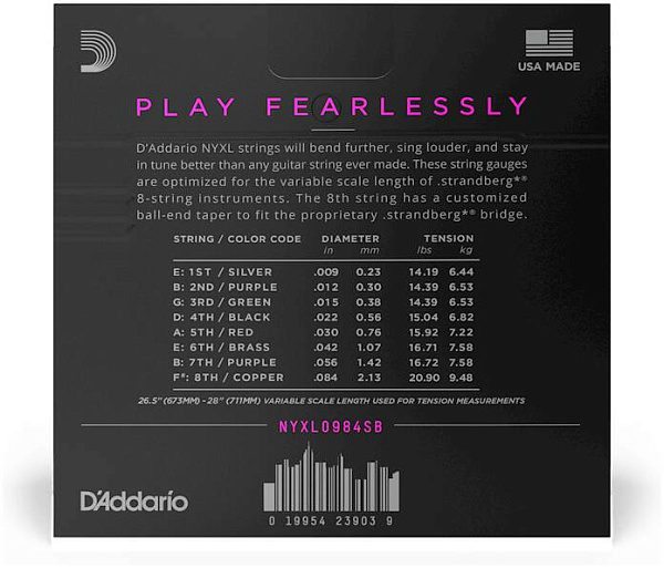 D'ADDARIO NYXL0984SB - Струны для электрогитары 8-струнной