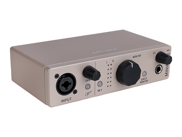 Аудиоинтерфейс USB [800121] Arturia [MiniFuse 1 Champagne] 24бит/192кГц, комбинированный разъем XLR и 6.3 мм для записи инструментов и вокала с фантомным питанием 48 В, выходы на монитор (L/R Jack), выход для наушников