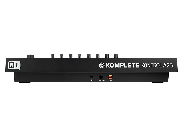 MIDI клавиатура [25230] Native Instruments [KOMPLETE KONTROL A25]  25 клавиш, полувзвешенная, 8 ручек управления, колеса высоты тона и модуляции, 4-позиционный энкодер, OLED-дисплей, TRS-вход для педали, USB-порт