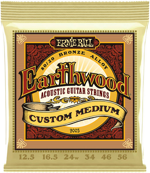 ERNIE BALL 2005 Earthwood 80/20 Bronze Custom Medium 12.5-56 - Струны для акустической гитары