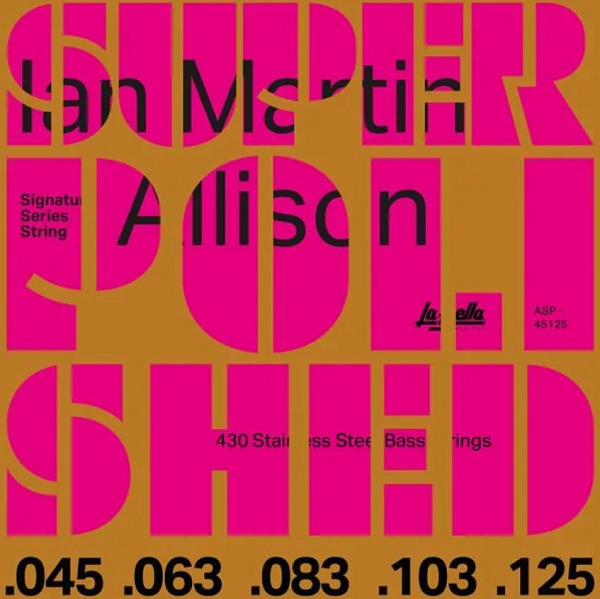 ASP-45125 Ian Allison Комплект струн для 5-струнной бас-гитары, сталь, 45-125, La Bella