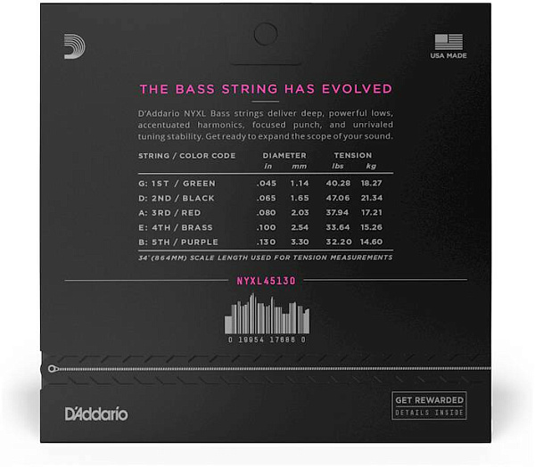 D'ADDARIO NYXL45130 - Струны для бас-гитары 5 струнной