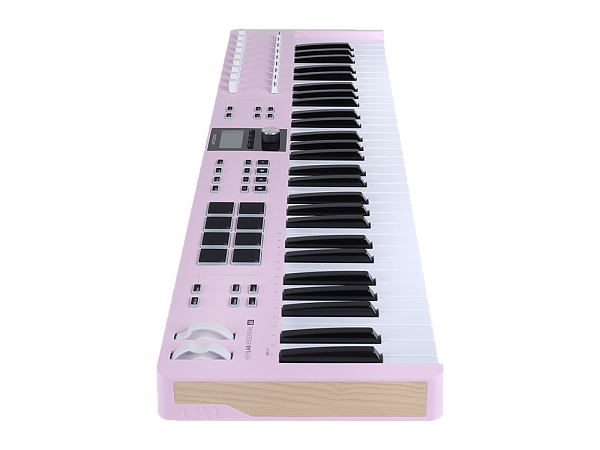 MIDI клавиатура [231535] Arturia [KeyLab Essential 61 mk3 Rose Quartz] 61 клавиша, LCD дисплей, 9 энкодеров, 8 пэдов, 9 фейдеров, 12 кнопок управления, колеса высоты тона и модуляции, 1/4" Jack вход для педали, MIDI выход, Type-C