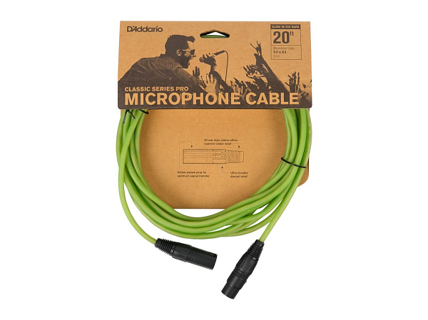 PW-CPMIC-20GL Classic Series Pro Микрофонный кабель, 6м, светло-зелёный, D'Addario