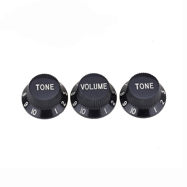 MX1563BK-2MX1564BK Комплект ручек потенциометров (2+1), Strat Style, черные, Musiclily