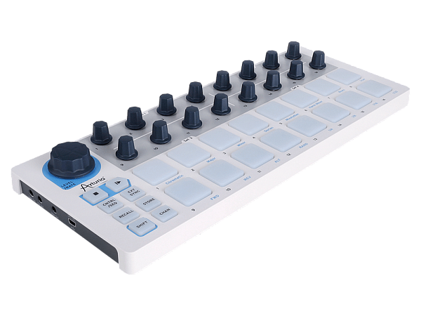 MIDI контроллер (Микшер-семплер (контроллер)) [430101] Arturia [BeatStep] позволяет запускать клипы в Ableton Live, проигрывать ударные в BFD и EZDrummer, 16-шаговый аналоговый секвенсор, 16 пэдов, 16 энкодеров, CV выходы, USB In/Out, MIDI Out, совместим