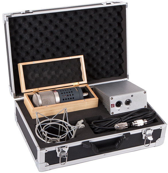 Микрофон конденсаторный sE Electronics [GEMINI II] двухламповый, 20 Гц - 20 кГц, кардиоида, в комплекте: держатель "паук", блок питания со шнуром, микрофонный кабель, металлический и деревянный кейсы.