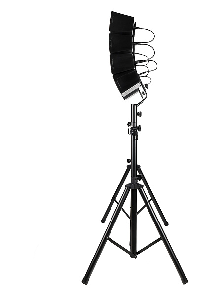 Акустическая система Gemini [LRX-448] Комплект: 8 (2х4) 2-х полосных сателлитов, 12" активный сабвуфер, совокупная мощность RMS 600 Вт, SD слот, USB порт, FM радио, Bluetooth, 2 стойки, кабели питания, кабели коммутации (2 места)