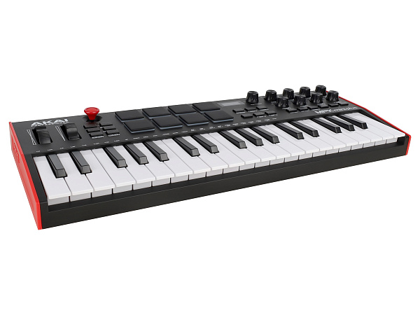 MIDI клавиатура [MPKMINIPLUS] AKAI [MPK Mini Plus] 37 мини-клавиш,  8 пэдов с RGB, 8 энкодеров, шаговый секвенсор, арпеджиатор, колесо pitch и modulation, OLED дисплей, выходы: CV/Gate: 3 x 1/8” Pitch/Gate/Mod, 1 x 1/8” CV Clock, вход: 1/8” CV Clock MIDI