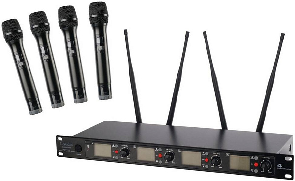 LAUDIO LS-Q6-4M Беспроводная микрофонная система, 4 ручных передатчика,...