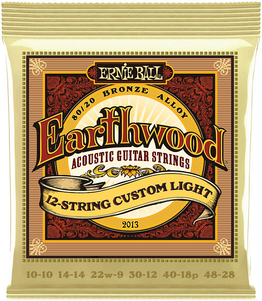 ERNIE BALL 2013 Earthwood 80/20 Bronze Custom Light 10-48 - Струны для акустической 12-струнной гитары