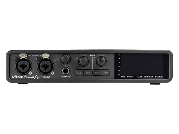 Аудиоинтерфейс USB [8453] Motu [UltraLite-mk5] АЦП/ЦАП: 24бит/192кГц, ЦАП ESS Sabre32, 120 дБ, THD+N: -114 дБ, 2xCombo XLR/TRS, 1/4" TRS, RCA S/PDIF, ADAT Toslink, MIDI, USB-C