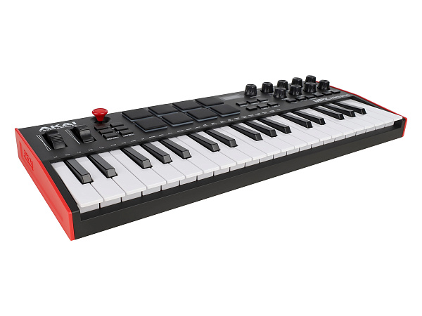MIDI клавиатура [MPKMINIPLUS] AKAI [MPK Mini Plus] 37 мини-клавиш,  8 пэдов с RGB, 8 энкодеров, шаговый секвенсор, арпеджиатор, колесо pitch и modulation, OLED дисплей, выходы: CV/Gate: 3 x 1/8” Pitch/Gate/Mod, 1 x 1/8” CV Clock, вход: 1/8” CV Clock MIDI
