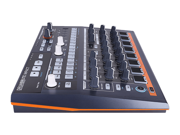 Микшер (драм машина) [561101] Arturia [DrumBrute Impact] аналоговый, 10 барабанов и перкуссии, 64-шаговый секвенсор, функции Swing, Step Repeat, Roller, Looper, 4x1/8" mini Jack выхода: стерео выход для наушников 1/8" mini Jack, 1/4" TRS Jack Mix Out, MI