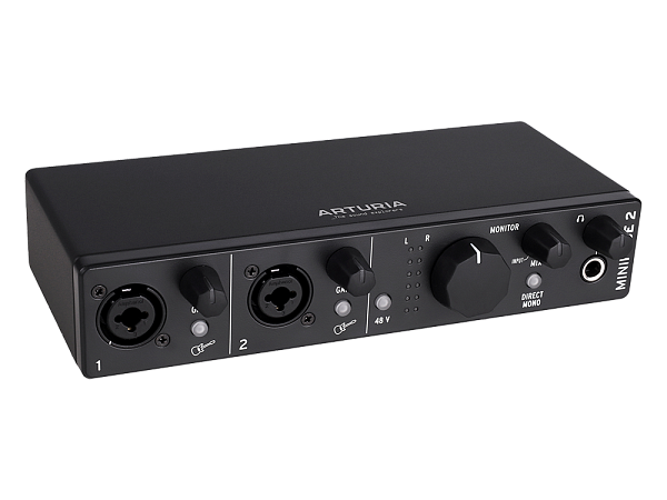 Аудиоинтерфейс USB [800102] Arturia [MiniFuse 2 Black] 24бит/192кГц, два комбинированных входа XLR-1/4” (микрофонный / линейный / инструментальный уровень) с фантомным питанием +48 В, выходы на монитор (L/R Jack), выход для наушников, MIDI In/Out
