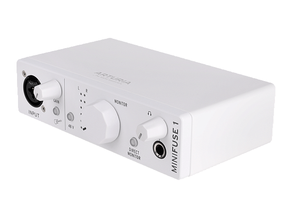 Аудиоинтерфейс USB [800111] Arturia [MiniFuse 1 White] 24бит/192кГц, комбинированный разъем XLR и 6.3 мм для записи инструментов и вокала с фантомным питанием 48 В, выходы на монитор (L/R Jack), выход для наушников