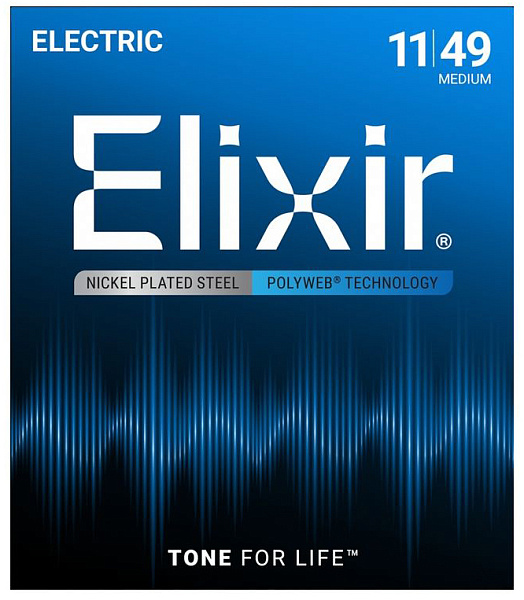 12100 POLYWEB Комплект струн для электрогитары, никелированная сталь, Medium 11-49, Elixir