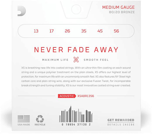 D'ADDARIO XSABR 1356 Medium Coated Acoustic - Струны