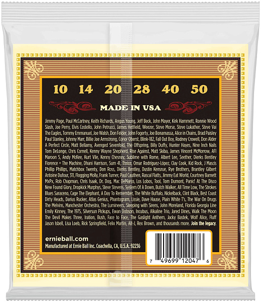 ERNIE BALL 2047 Earthwood Silk & Steel Extra Soft 10-50 - Струны для акустической гитары