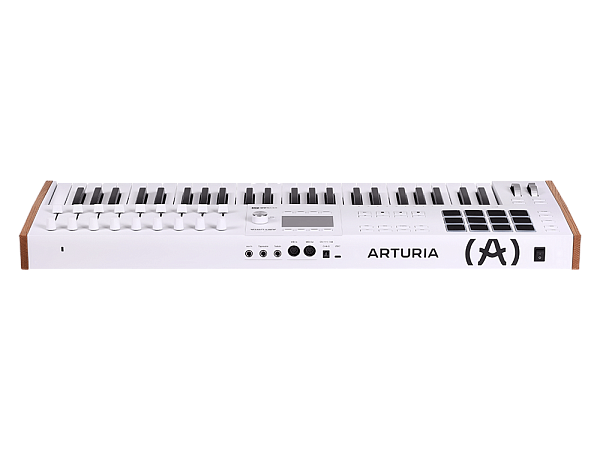 MIDI клавиатура [231621] Arturia [KeyLAB 49 MK3 White] 49 клавиш, полувзвешенная механика, дисплей, 12 пэдов , 9 фейдеров, 9 поворотных регуляторов, 3 входа для подключения педалей, MIDI in/out, USB-C