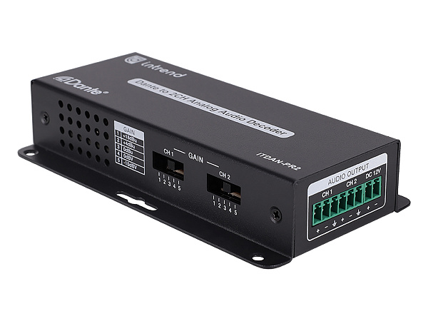 Конвертер Intrend [ITDAN-PR2] Dante - аналог (приемник), 2 аналоговых выхода (6-pin phoenix, балансный/линейный), 1xRJ45(Dante)