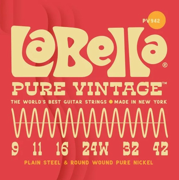 PV942 Pure Vintage Комплект струн для электрогитары, никель, 9-42, La Bella