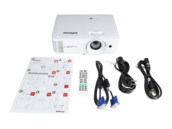 Проектор InFocus [IN0046SL] DLP, 4700 lm, WXGA, 30 000:1, 1.19~1.54:1, 2xHDMI 1.4, VGA in/out, Composite Video, 3.5mm in/out, USB-A(питание), RS-232, RJ-45, лампа 15 000ч.(ECO mode), 10W, 27дБ, 2,9 кг,  PJ-Link, БЕЛЫЙ