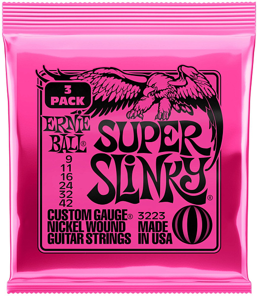 ERNIE BALL 3223 Nickel Wound Slinky Super 3 Pack 9-42 - Струны для электрогитары