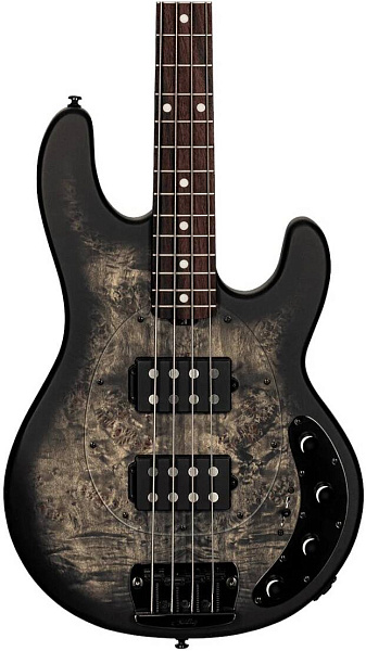 STERLING StingRay HH Poplar Burl Top Trans Black - Бас-гитара 4 струны