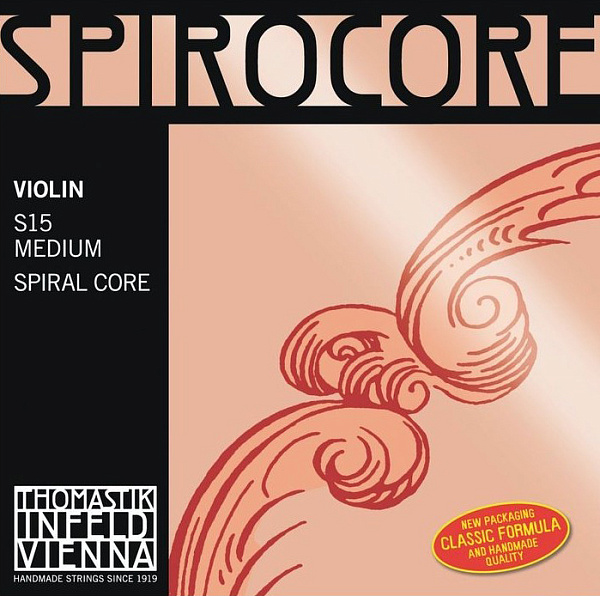 S15 Spirocore Комплект струн для скрипки размером 4/4, среднее натяжение, Thomastik
