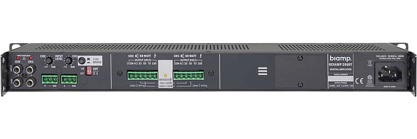 Усилитель BIAMP [REVAMP2060T] (APART) 2-канальный, трансляционный: 2х60Вт (4Ом/100В); 2х30Вт /8Ом. Bridge:120Вт(8Ом/100В). Вх.: 2хRCA/2хEuroblock. Вых.:2xEuroblock. 1U.