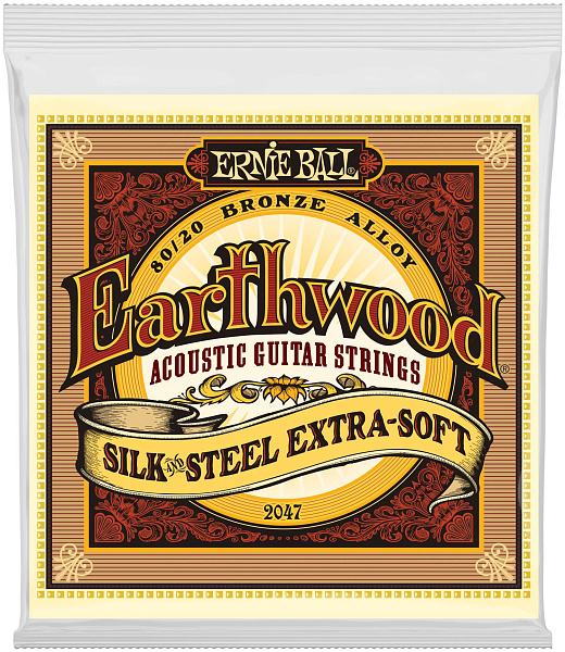ERNIE BALL 2047 Earthwood Silk & Steel Extra Soft 10-50 - Струны для акустической гитары