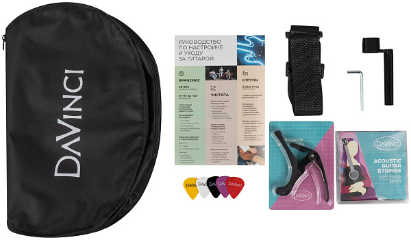 DAVINCI DF-50A BK PACK - Гитара акустическая в наборе