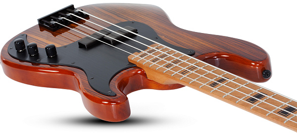 Бас-гитара SCHECTER [P-4 EXOTIC FVSB] 4-х струнная, корпус: болотный ясень, топ: зебравуд, гриф: запеченый клен, 21 лад, звукосниматель: EMG Metal Works P, цвет: Faded Vintage Sunburst (FVSB)