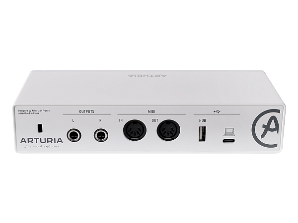 Аудиоинтерфейс USB [800112] Arturia [MiniFuse 2 White] 24бит/192кГц, два комбинированных входа XLR-1/4” (микрофонный / линейный / инструментальный уровень) с фантомным питанием +48 В, выходы на монитор (L/R Jack), выход для наушников, MIDI In/Out