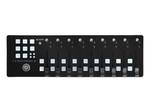 MIDI контроллер [10105100054] Icon [iControls] USB MIDI контроллер, 9 фейдеров, 18 кнопок, 9 энкодеров, джойстик, кнопка "Сцена" для настройки 4-х пресетов, 6 кнопок транспорта, разъем USB Mini-B, разъем USB-A